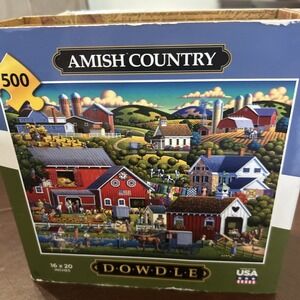 Dowdle 500 Piece Jigsaw Puzzle Colorful AMISH COUNTRY 16" x 20" Original Read